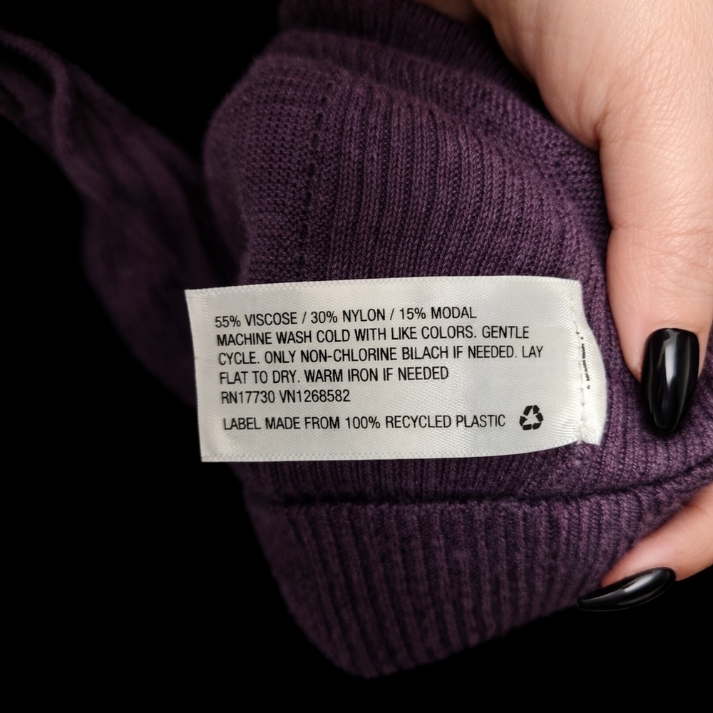 Purple Open Front Cardigan | Lightweight‎ Soft Knit Layering Sweater | XL - Picture 3 of 4